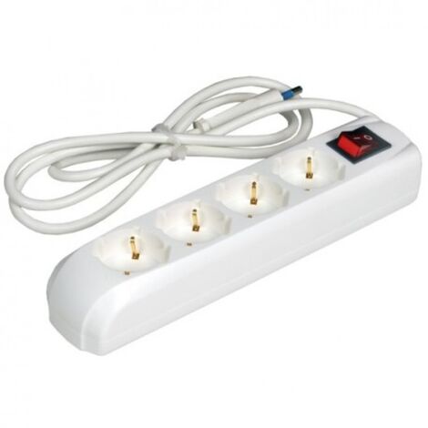 Multipresa Ciabatta 4 Prese Schuko Bipasso con Interruttore + Spina 16A  1,5 mt