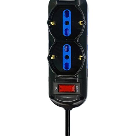 Multipresa Ciabatta Elettrica a 6 Posti 4 Prese 10A/16A + 2 Presa 10A/16A Bipasso Schuko con Interruttore e Spina 10A Cavo 5m Nero