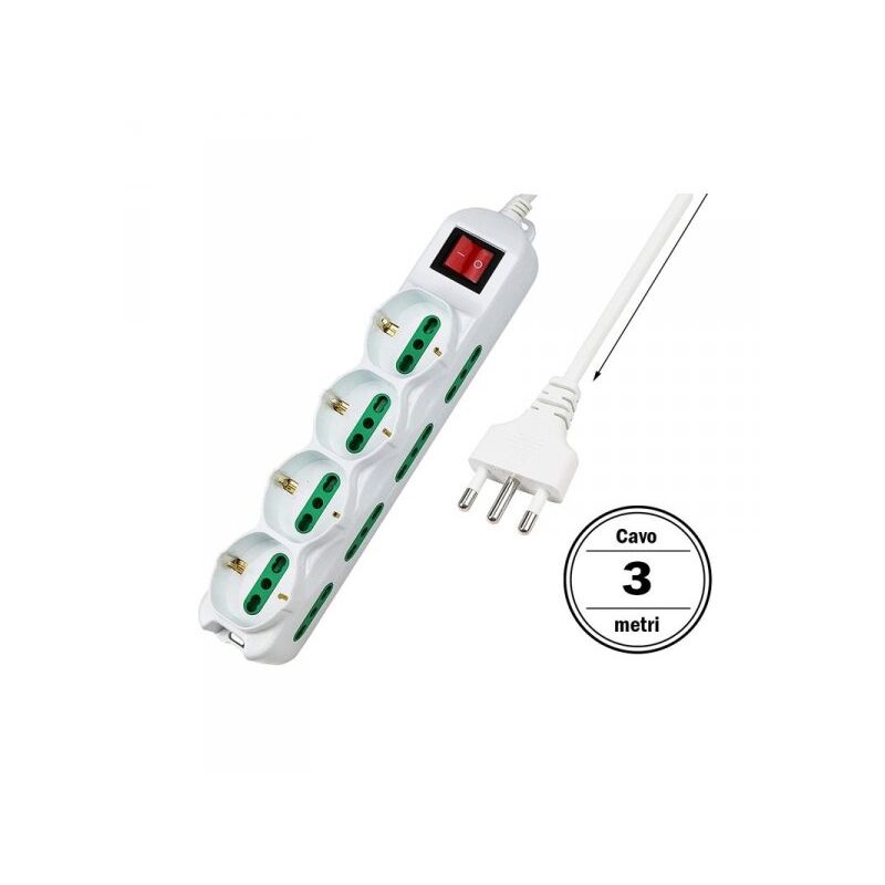 Multipresa Ciabatta Elettrica Cavo 1,5m Con 12 Posti 4 Prese Schuko...