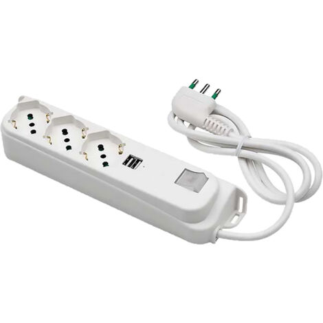 Multipresa Con Interruptor + Usb 3 Usc. / Sp.2P+T 16A + 2 Usb 2,1A