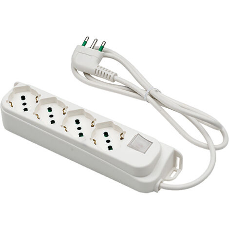 MULTIPRESA CON INTERRUTTORE 4 uscite / spina 2P+T 16A - nera  - FANTON