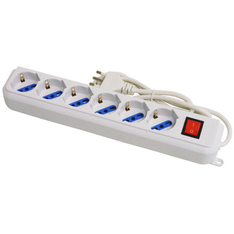 Multipresa con interruttore in blister 6 posti 2P+T 10/16A schuko