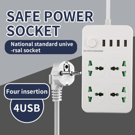Multipresa con porte USB e Type-C, ideale per casa e ufficio, cavo di prolunga con fori rotondi, modello bianco 1