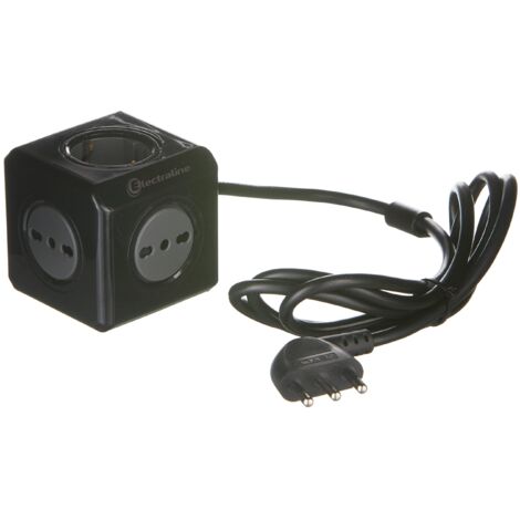 MULTIPRESA CUBO 2 SCHUKO + 3 BIPASSO NERO
