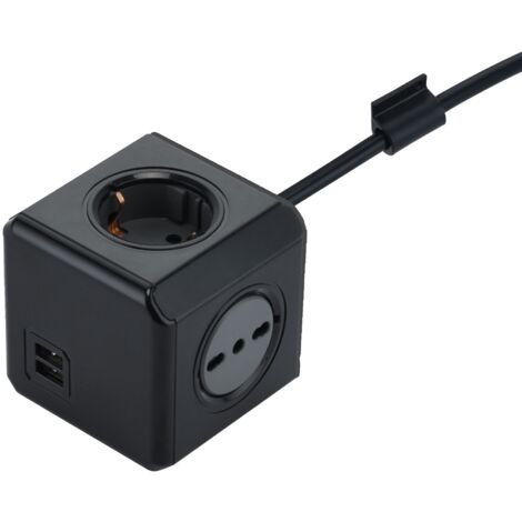 Multipresa Cubo Dual 2 Schuko + 2 Bipasso + 2 Usb 2.1A