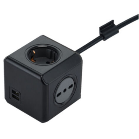 MULTIPRESA CUBO DUAL 2 SCHUKO + 2BIP + 2USB 2.1A  1 PZ