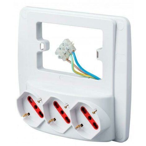 MULTIPRESA DA PARETE 3 POSTI SCHUKO COLORE BIANCO RS94132