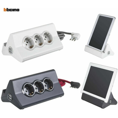 Multipresa da Scrivania 3 Prese Schuko 2 USB Bticino S3713GBU