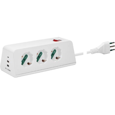 Multipresa da scrivania vimar 3 prese universali + 3 usb +s11+cbe bianco - 00608.cc.b