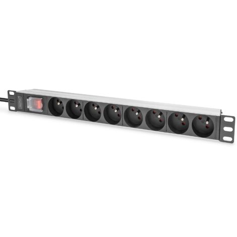 Multipresa Digitus a 8 prese con interruttore 16A/4000W/250V Nero [DN-95402-1-FR]