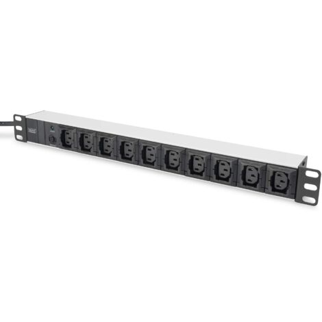 Multipresa Digitus DN-95404 Nero con 10 prese IEC C13, protezione contro le sovratensioni, lunghezza estesa, compatibile con rack da 48,3 cm (19&34), alimentatore con ingresso AC 250 V