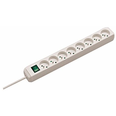 Multipresa Eco-Line con 8 prese di corrente con interruttore con spia luminosa - 3m H05VV-F 3G1,5 8 prese - Bianco