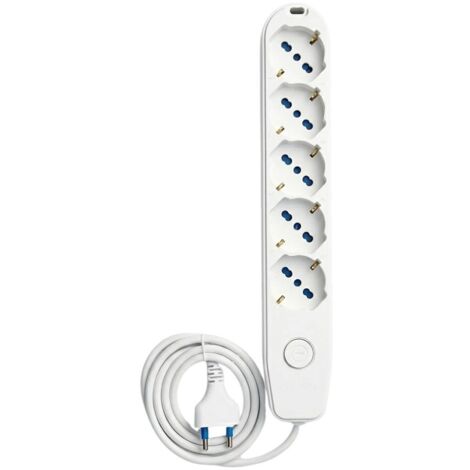 Multipresa ecova 5 posti uso domestico e quotidiano cavo 1,5 m 3500 w 16a colore bianco - confezione 1
