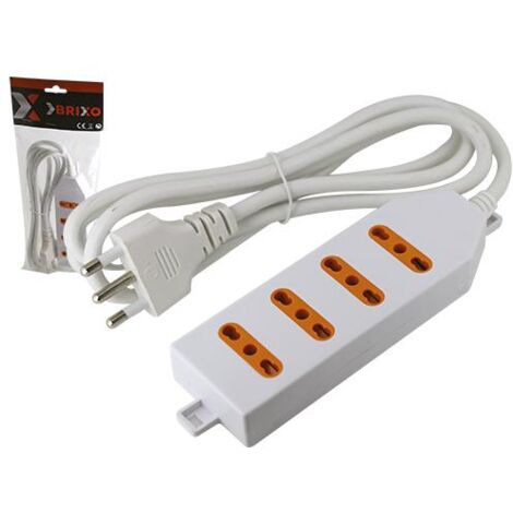Multipresa Elettrica In Linea 4 Prese Bipasso Colore Bianco  conf.5pz