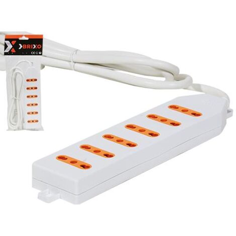 Multipresa Elettrica In Linea 6 Prese Bipasso Colore Bianco  5pz