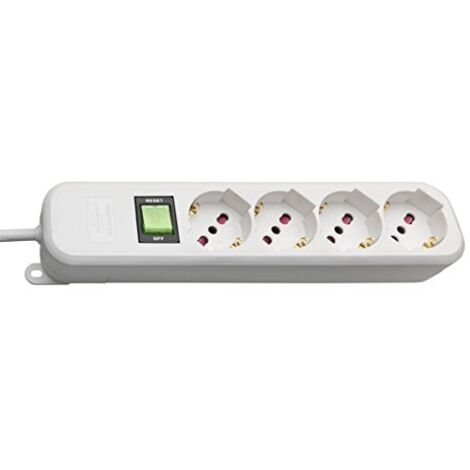 Multipresa Elettrica Salvaspazio BRENNENSTUHL Eco-Line 1150749124 - Ciabatta con Interruttore e 4 Prese Universali (IT10/16A - DE 16A) da Scrivania per la Casa o l'Ufficio - Cavo da 1,4 m, Bianco
