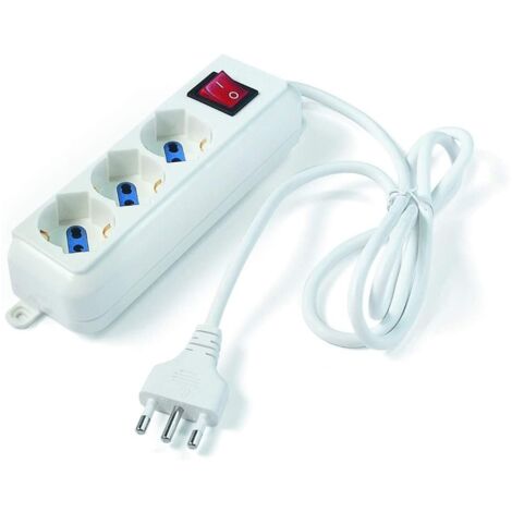 Multipresa Elettrocanali bianca spina 16 a + 3 prese schuko bipasso 10 / 16 a cavo 1,5 mt