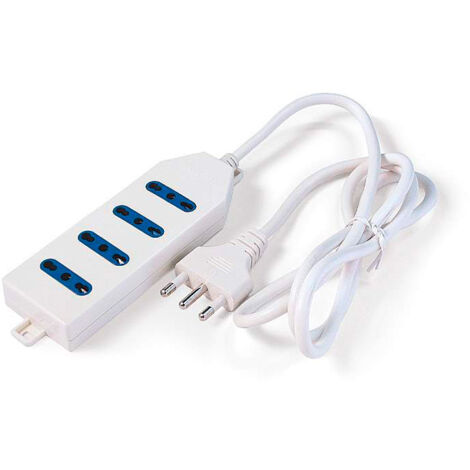 Multipresa Elettrocanali bianca spina 16 a + 4 prese bipasso 10 / 16 a cavo 1,5 mt