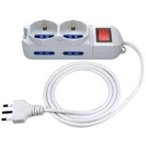 Multipresa Elettrocanali bianca spina 16 a + 4 prese bipasso + 2 schuko 10 / 16 a cavo 1,5 MT