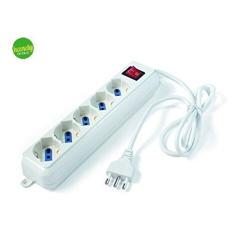 Multipresa Elettrocanali bianca spina 16 a + 5 prese schuko bipasso 10 / 16 a cavo 1,5 mt