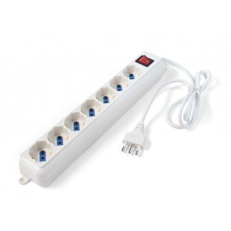 Multipresa Elettrocanali bianca spina 16 a + 7 prese schuko bipasso 10 / 16 a cavo 1,5 mt