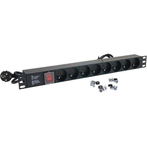 Multipresa Fascia 8 prese rackable 19" con interruttore, cavo 1,80 m,