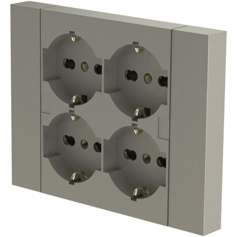 MULTIPRESA INCASSO QUADRA 4 PRESE BIP.SCH TITANIO- 1,0 pz