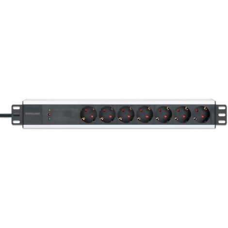 Multipresa Intellinet 19" 1,5U a 7 uscite con protezione da sovratensioni, montata in rack, lunghezza cavo 3 m, colore nero, modello 714006