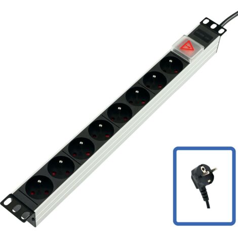 Multipresa Lanview da 19" - 8 prese - alluminio con interruttore, TUPS031