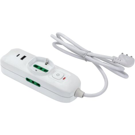 MULTIPRESA MINI 'TRIAX 2' mt. 1,5 - colore bianco  - FANTON