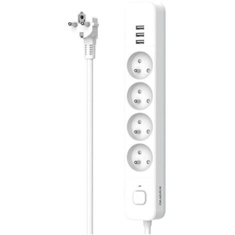 Multipresa - QUARX - 4 prese - Con 3 porte USB, cavo 1,5 m