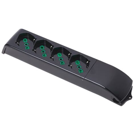 Multipresa senza cavo 4 prese bipasso italo/tedesche 2P+T 16A colore nero serie FIDO Fanton 410131