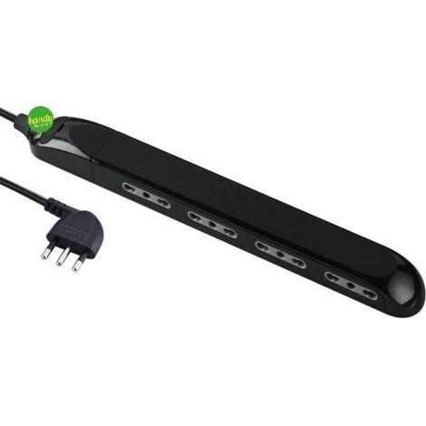 Multipresa Super Slim Salvaspazio 23 mm, 4 Posti Bivalenti 10/16A, Spina 90° 16A, Cavo 1.5 M