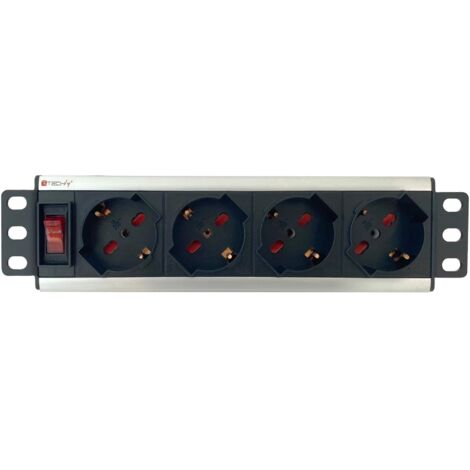 Multipresa Techly universale 4 posti rack 10 con interruttore