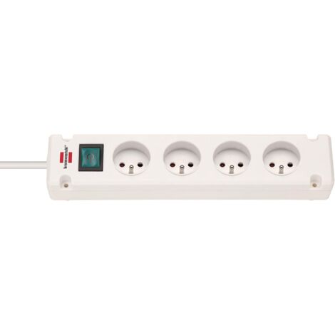 Multiprese Bremounta di corrente con interruttore, cavo da 1,5 m H05VV-F 3G1,5 - Bianco, 4 prese