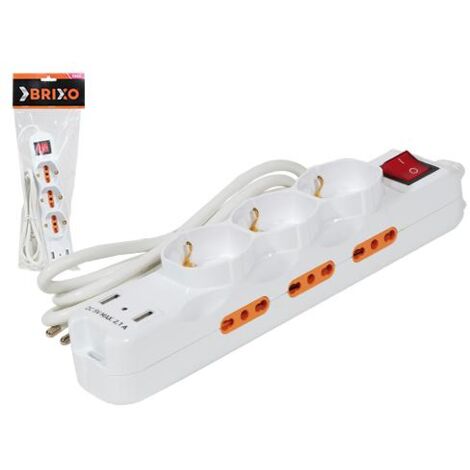 MULTIPRESE BRIXO 9 P.TI C/INTERR.2USB