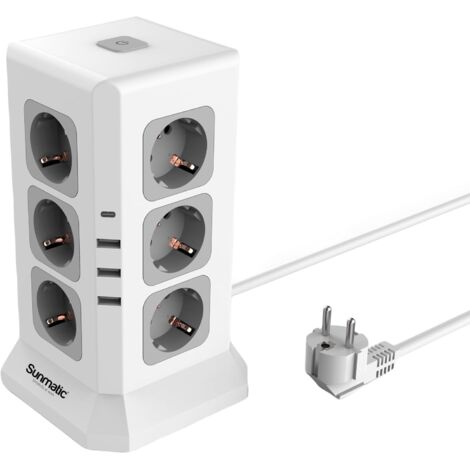 Multiprise 12 Prises EU - 3 Ports USB-A, 1 USB-C SUNMATIC