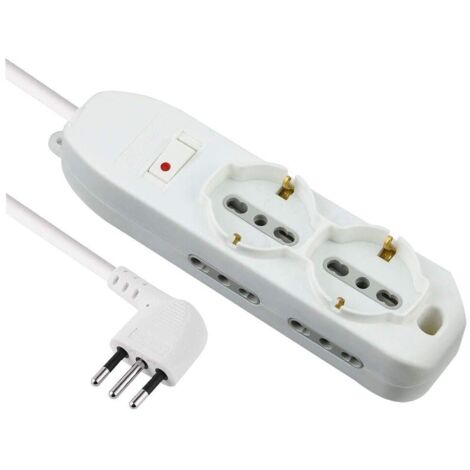 Multiprise 2m electraline 2p+4b blanc - 62047