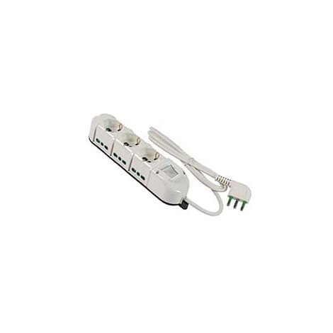 Multiprise 3 bips. + Sch. + 6 bips. Plus tard. Avec Int. "Ligne Retail Triax" - blanc 49122
