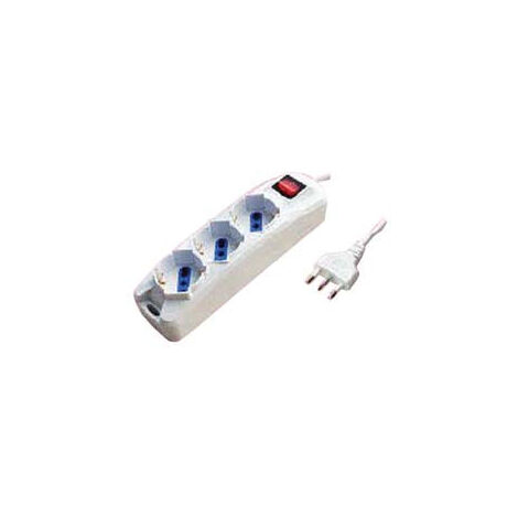 Multiprise 3 places avec Schuko et interrupteur - coloris blanc