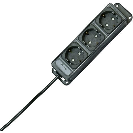 Multiprise 3 prises 127015013 – Longueur 213.5 mm – Câble 1.40 m – Puissance 3680 W – Sécurité enfants – Montage à visser – Kopp - W949841
