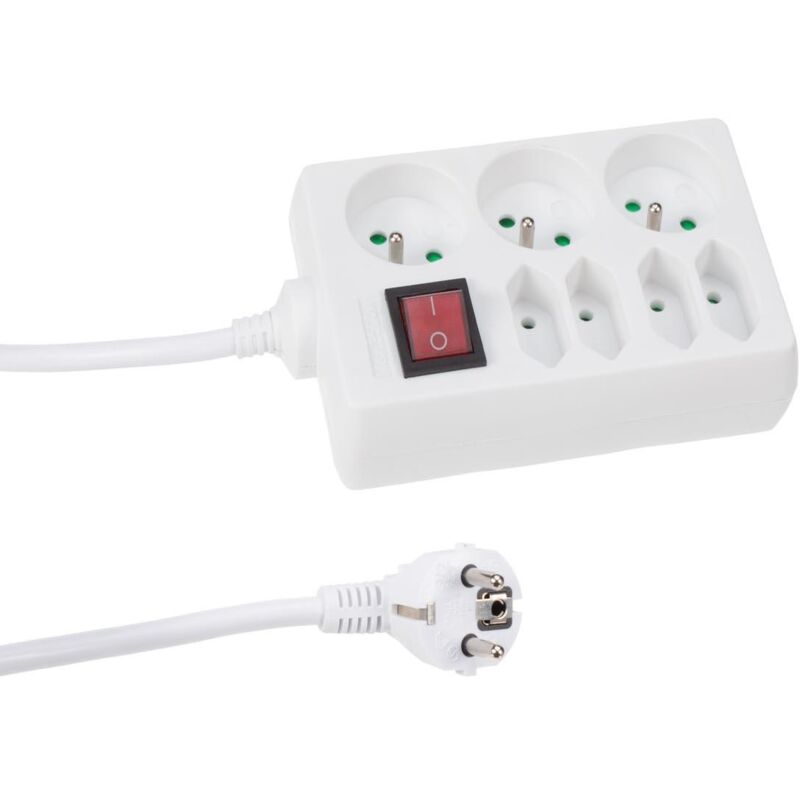 Bloc multiprise, 3 x schuko + 4 x euro - avec interrupteur velleman EB34S