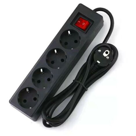 Multiprise 4 prises 16A 2P avec interrupteur – Rallonge 3M 250V – Cuivre pur – PVC – 1800W – Pour espaces confinés