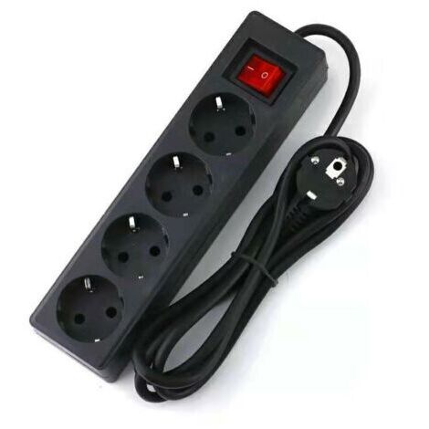 Multiprise 4 prises 16A 2P avec interrupteur – Rallonge 3M 250V – Cuivre pur – PVC – 1800W – Pour espaces confinés