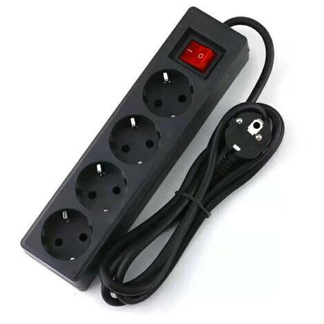 Multiprise 4 prises 16A 2P avec interrupteur – Rallonge 3M 250V – Cuivre pur – PVC – 1800W – Pour espaces confinés