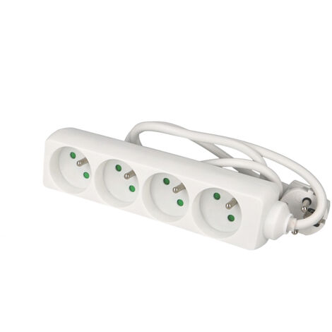 Multiprise 4 prises avec câble 1m sans interrupteur Eur'ohm