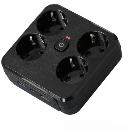 Multiprise 4 prises, avec interrupteur à un bouton, noire - Modèle 1