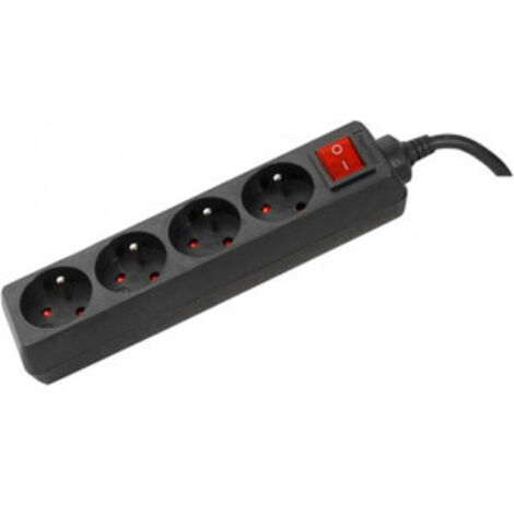 Multiprise 4 prises noire + Interrupteur - 4 m