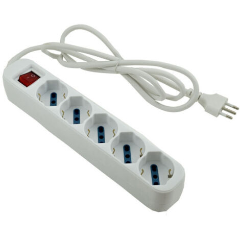 Multiprise 5 Entrées Bipolaire Schuko 10 16a Switch
