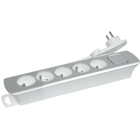 Multiprise 5 prises fiche plate avec interrupteur Silver - Silver
